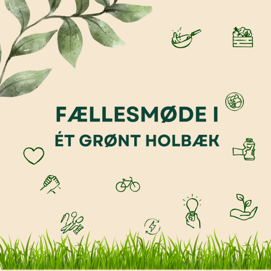 Grafik med græs i bunden og en gren med blade øverst i højre hjørne. små ikoner der symboliserer grøn omstilling rundt omkring.