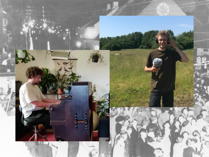 Collage: Bagerst et arkivfoto, foran to portrætfotos af Mark og Thomas fra Genhør.