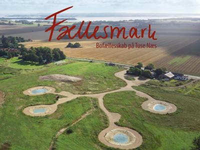 Luftfoto af Fællesmark, Bofællesskab på Tuse Næs