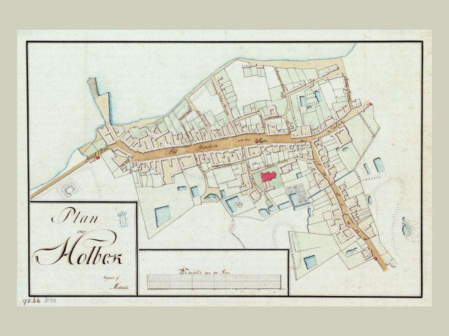 Kort over Holbæk Købstad fra 1700-tallet