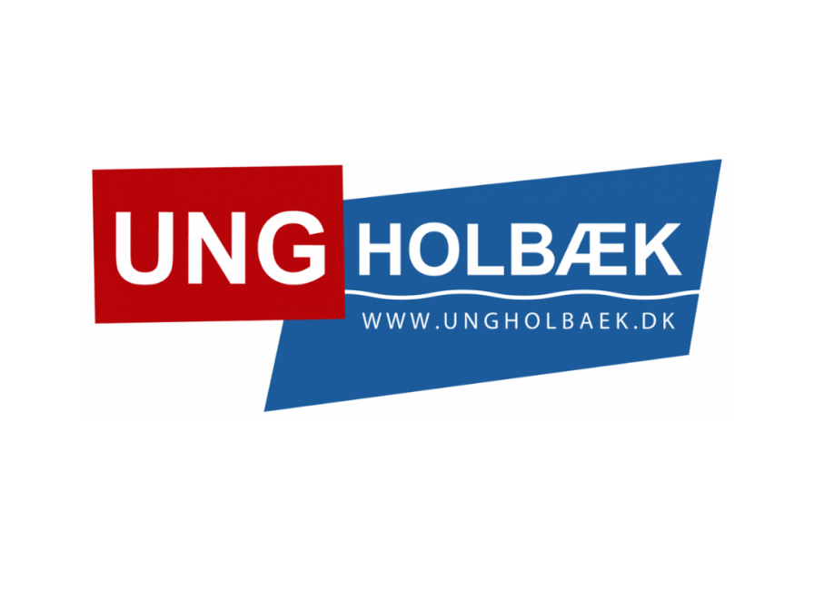 UngHolbæk logo. Rødt og blåt